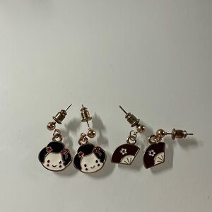 Cute Geisha and Fan Earrings